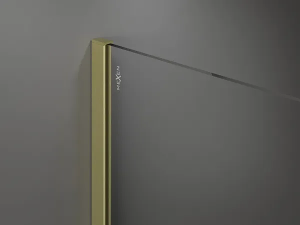 MEXEN/S - Kioto Sprchová zástena Walk-in 100 x 200, biely vzor 8 mm, zlatko kartáčovaná 800-100-101-55-97