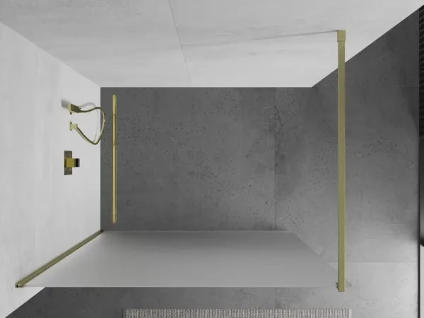 MEXEN/S - Kioto Sprchová zástena WALK-IN 120 x 200, dekor 8 mm, zlatá kartáčovaná 800-120-101-55-30