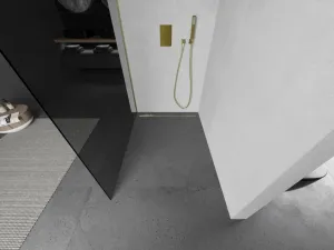 MEXEN/S - Kioto Sprchová zástena WALK-IN 70 x 200, grafit 8 mm, zlatá kartáčovaná 800-070-101-55-40