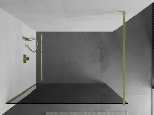 MEXEN/S - Kioto Sprchová zástena WALK-IN 90 x 200, grafit 8 mm, zlatá kartáčovaná 800-090-101-55-40