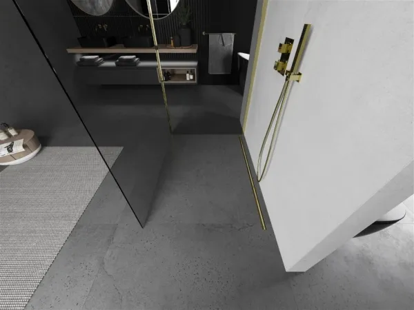 MEXEN/S - Kioto Sprchová zástena WALK-IN 110 x 95, transparent, zlatá 800-110-212-50-00-095