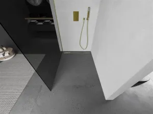 MEXEN/S - Kioto Sprchová zástena WALK-IN 120 x 200, grafit 8 mm, zlatá kartáčovaná 800-120-101-55-40