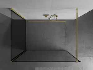MEXEN/S - Kioto Sprchová zástena WALK-IN 100 x 80, čierny vzor, zlatá 800-100-212-50-70-080