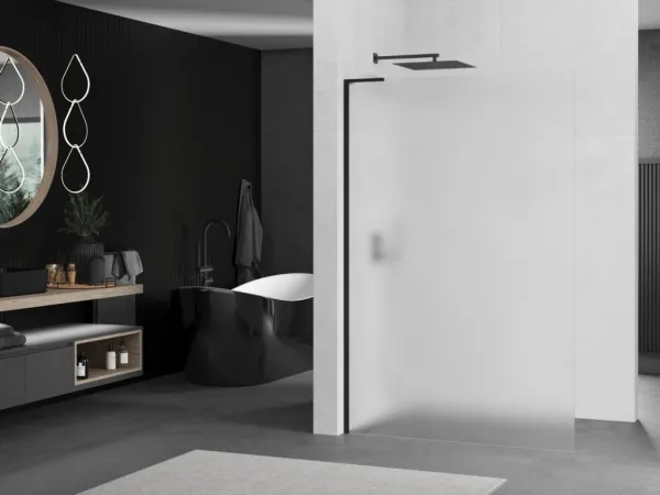 MEXEN/S - Kioto L Sprchová zástena WALK-IN 120 x 200, dekor, čierna 800-120-103-70-30