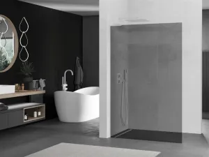 MEXEN/S - Kioto L Sprchová zástena WALK-IN 90 x 200, grafit, biela 800-090-103-20-40