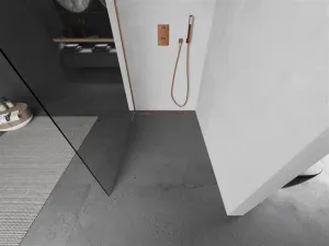 MEXEN/S - Kioto Sprchová zástena WALK-IN 85 x 200, transparent 8 mm, meď kartáčovaná 800-085-101-65-00