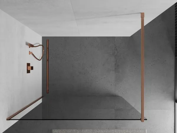 MEXEN/S - Kioto Sprchová zástena WALK-IN 95 x 200, transparent 8 mm, meď kartáčovaná 800-095-101-65-00