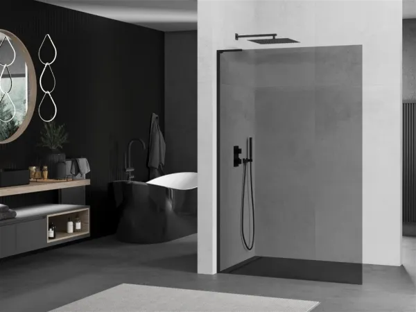 MEXEN/S - Kioto L Sprchová zástena WALK-IN 70 x 200, grafit, čierna 800-070-103-70-40