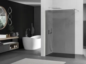 MEXEN/S - Kioto Sprchová zástena WALK-IN 70 x 200, grafit 8 mm, nikel kefovaná 800-070-101-97-40