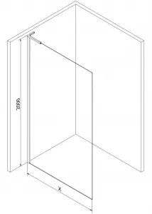MEXEN/S - Kioto L Sprchová zástena WALK-IN 90 x 200, grafit, chróm 800-090-103-01-40