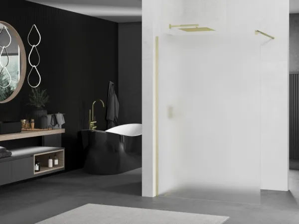 MEXEN/S - Kioto Sprchová zástena WALK-IN 120 x 200, dekor 8 mm, zlatá kartáčovaná 800-120-101-55-30