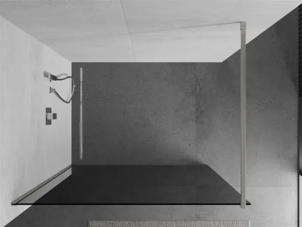 MEXEN/S - Kioto Sprchová zástena WALK-IN 70 x 200, grafit 8 mm, nikel kefovaná 800-070-101-97-40