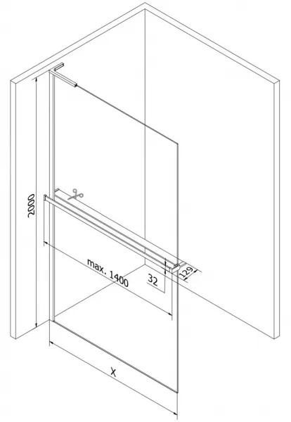 MEXEN/S - Kioto+ L Sprchová zástena WALK-IN s poličkou a držiakom uterákov 80 x 200, grafit, chróm 800-080-123-01-40