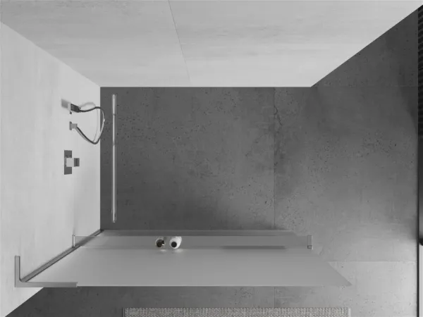 MEXEN/S - Kioto+ L Sprchová zástena WALK-IN s poličkou a držiakom uterákov 110 x 200, dekor, chróm 800-110-123-01-30