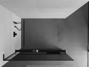 MEXEN/S - Kioto+ L Sprchová zástena WALK-IN s poličkou a držiakom uterákov 120 x 200, grafit, čierna 800-120-123-70-40