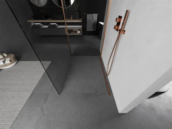 MEXEN/S - Kioto Sprchová zástena WALK-IN 120 x 85, transparent, meď kartáčovaná 800-120-212-65-00-085