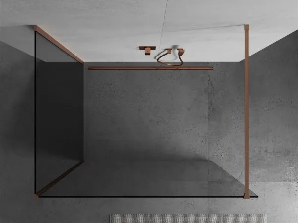 MEXEN/S - Kioto Sprchová zástena WALK-IN 120 x 85, transparent, meď kartáčovaná 800-120-212-65-00-085