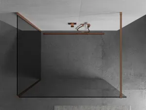 MEXEN/S - Kioto Sprchová zástena WALK-IN 120 x 85, transparent, meď kartáčovaná 800-120-212-65-00-085