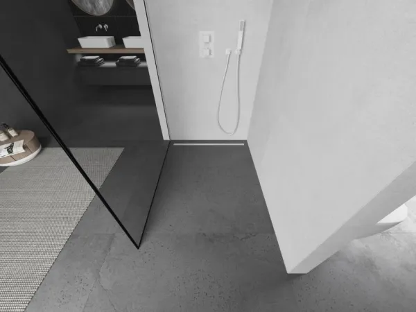 MEXEN/S - Kioto L Sprchová zástena WALK-IN 80 x 200, čierny vzor, biela 800-080-103-20-70