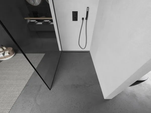 MEXEN/S - Kioto L Sprchová zástena WALK-IN 100 x 200, čierny vzor, čierna 800-100-103-70-70