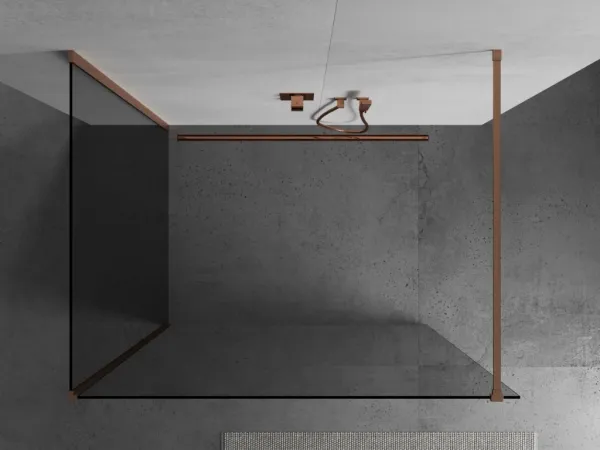 MEXEN/S - Kioto Sprchová zástena WALK-IN 100 x 85, transparent, meď kartáčovaná 800-100-212-65-00-085