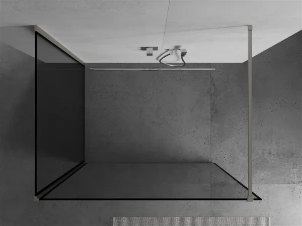 MEXEN/S - Kioto Sprchová zástena WALK-IN 100 x 80, čierny vzor, nikel kefovaná 800-100-212-97-70-080