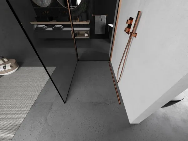 MEXEN/S - Kioto Sprchová zástena WALK-IN 100 x 70, čierny vzor, meď kartáčovaná 800-100-212-65-70-070