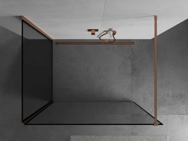 MEXEN/S - Kioto Sprchová zástena WALK-IN 110 x 80, čierny vzor, meď kartáčovaná 800-110-212-65-70-080
