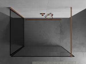 MEXEN/S - Kioto Sprchová zástena WALK-IN 110 x 80, čierny vzor, meď kartáčovaná 800-110-212-65-70-080