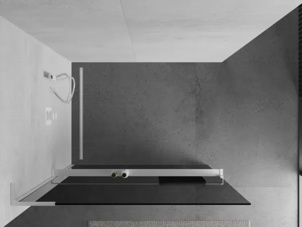 MEXEN/S - Kioto+ L Sprchová zástena WALK-IN s poličkou a držiakom uterákov 90 x 200, grafit, biela 800-090-123-20-40
