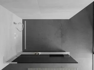 MEXEN/S - Kioto+ L Sprchová zástena WALK-IN s poličkou a držiakom uterákov 90 x 200, grafit, biela 800-090-123-20-40