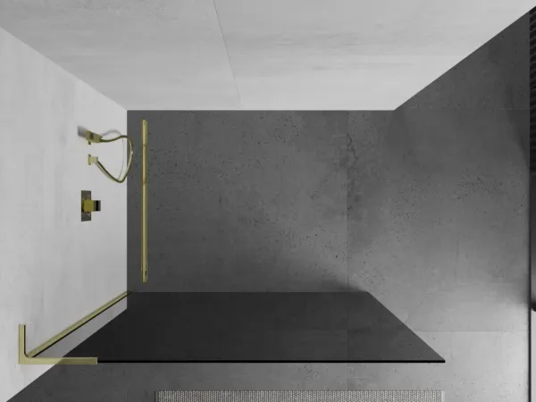 MEXEN/S - Kioto L Sprchová zástena WALK-IN 70 x 200, grafit, zlatá 800-070-103-50-40