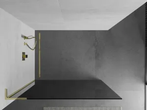 MEXEN/S - Kioto L Sprchová zástena WALK-IN 70 x 200, grafit, zlatá 800-070-103-50-40