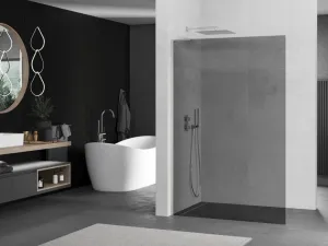 MEXEN/S - Kioto L Sprchová zástena WALK-IN 70 x 200, grafit, nikel kartáčovaná 800-070-103-97-40