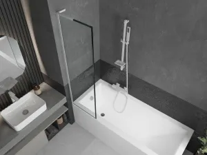 MEXEN/S - Next L vaňová zástena FIX 50 x 150, čierna vzor, biela 895-050-000-03-70-20