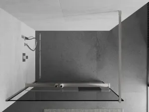 MEXEN/S - Kioto+ Sprchová zástena s poličkou WALK-IN 100 x 200, čierna vzor, nikel kartáčovaný 800-100-121-97-70