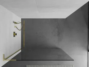 MEXEN/S - Kioto L Sprchová zástena WALK-IN 85 x 200, transparent, zlatá 800-085-103-50-00