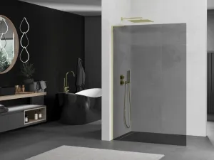 MEXEN/S - Kioto L Sprchová zástena WALK-IN 70 x 200, grafit, zlatá 800-070-103-50-40