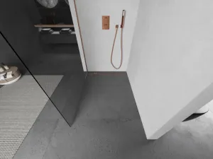 MEXEN/S - Kioto L Sprchová zástena WALK-IN 85 x 200, transparent, meď kartáčovaná 800-085-103-65-00
