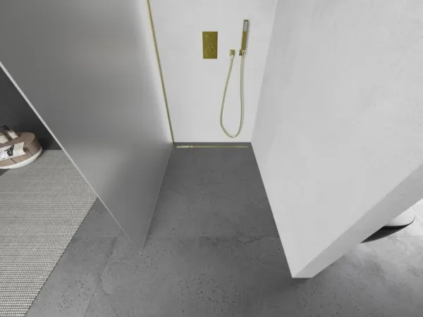 MEXEN/S - Kioto L Sprchová zástena WALK-IN 120 x 200, dekor, zlatá 800-120-103-50-30