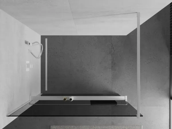 MEXEN/S - Kioto+ Sprchová zástena WALK-IN s poličkou a držiakom uterákov 80 x 200, grafit, biela 800-080-121-20-40