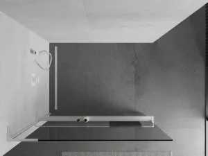 MEXEN/S - Kioto+ L Sprchová zástena WALK-IN s poličkou a držiakom uterákov 95 x 200, transparent, biela 800-095-123-20-00