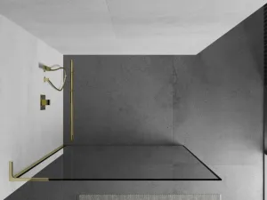 MEXEN/S - Kioto L Sprchová zástena WALK-IN 100 x 200, čierny vzor, zlato 800-100-103-50-70