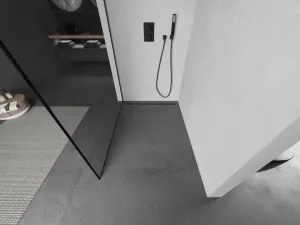 MEXEN/S - Kioto Sprchová zástena WALK-IN 70 x 200, čierny vzor 8 mm, grafit kartáčovaná 800-070-101-66-70