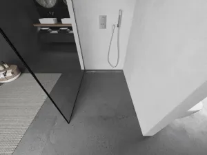 MEXEN/S - Kioto L Sprchová zástena WALK-IN 100 x 200, čierny vzor, nikel kefovaná 800-100-103-97-70