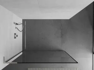 MEXEN/S - Kioto L Sprchová zástena WALK-IN 100 x 200, čierny vzor, nikel kefovaná 800-100-103-97-70