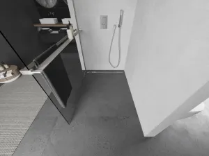 MEXEN/S - Kioto+ L Sprchová zástena WALK-IN s poličkou a držiakom uterákov 85 x 200, transparent, nikel kartáčovaná 800-085-123-97-00