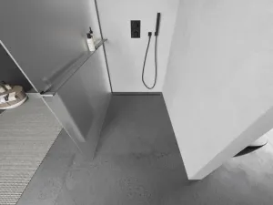 MEXEN/S - Kioto+ Sprchová zástena s poličkou WALK-IN 120 x 200, dekor, grafit kartáčovaná 800-120-121-66-30