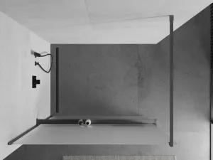 MEXEN/S - Kioto+ Sprchová zástena s poličkou WALK-IN 120 x 200, dekor, grafit kartáčovaná 800-120-121-66-30