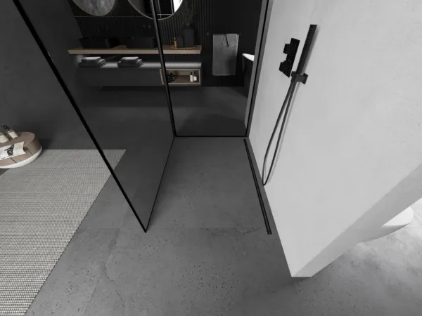 MEXEN/S - Kyoto Sprchová zástena WALK-IN 90 x 70, čierny vzor, grafit kartáčovaná 800-090-212-66-70-070